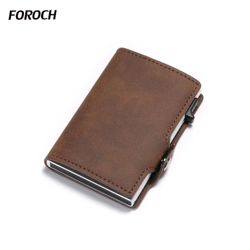 

Leather ID Card Holder Men FRID Wallet 650 Vintage Slim Male Magic Metal Wallets Small Purse Card Holder Money Bag Card wallet
