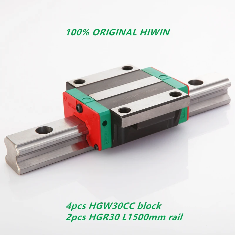 

Original HIWIN 2pcs Linear guide Length HGR30 -1500mm rails +4pcs HGW30CC linear flanged carriage blocks for CNC