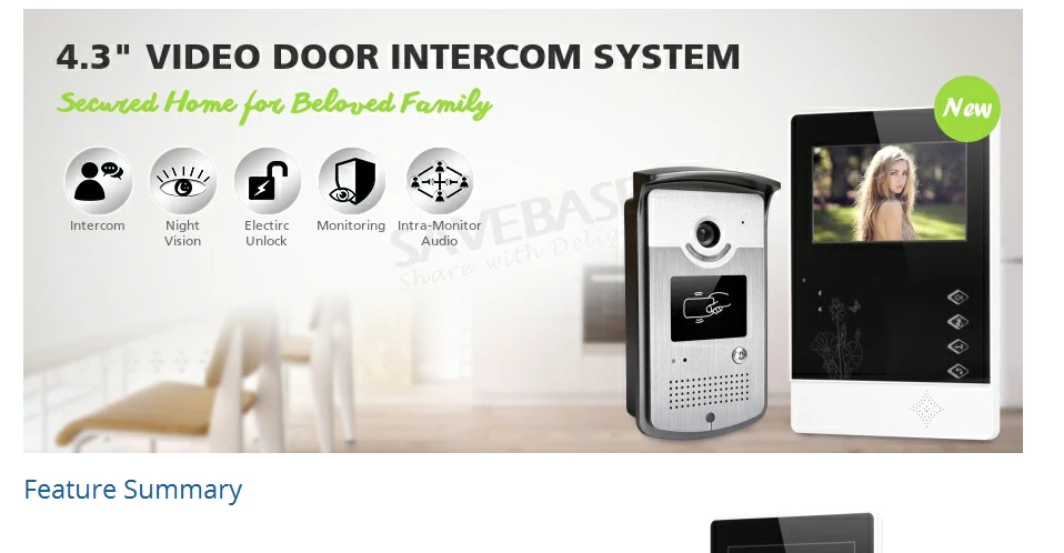 HOMSECUR 4.3inch Wired Video Door Entry Call System with Intra-monitor Audio Intercom XC001+XM403
