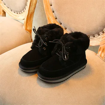 

2019 winter new high quality boys baby snow boots plus cotton warm kid children's boots frosted genuine leather wool girls shoes