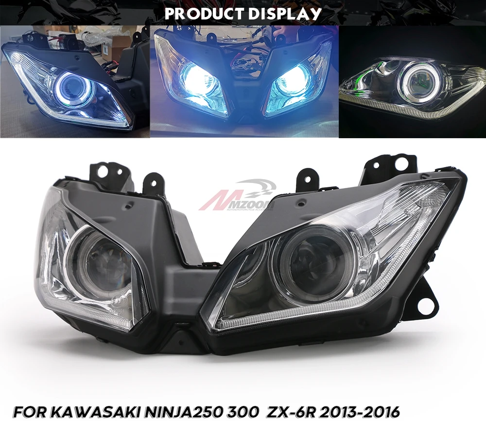 Angel Eye для Kawasaki NINJA 250 300 ZX6R ZX 6R NINJA250 NINJA300 HID проектор фара мотоцикла в сборе 2013