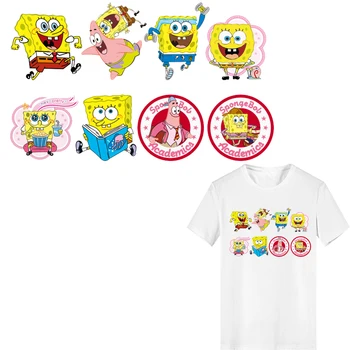 

Iron on Cartoon Anime SpongeBob Patches Applique Heat Transfer Vinyl Stickers for Clothing DIY Stripes on Clothes Decoration