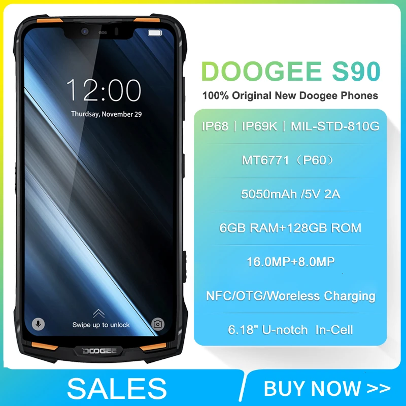 DOOGEE S90 NFC IP68 Ударопрочный мобильный телефон 6 ГБ+ 128 ГБ 5050 мАч android 8,1 6,18 ''Helio P60 Восьмиядерный 16 МП 4G Прочный смартфон