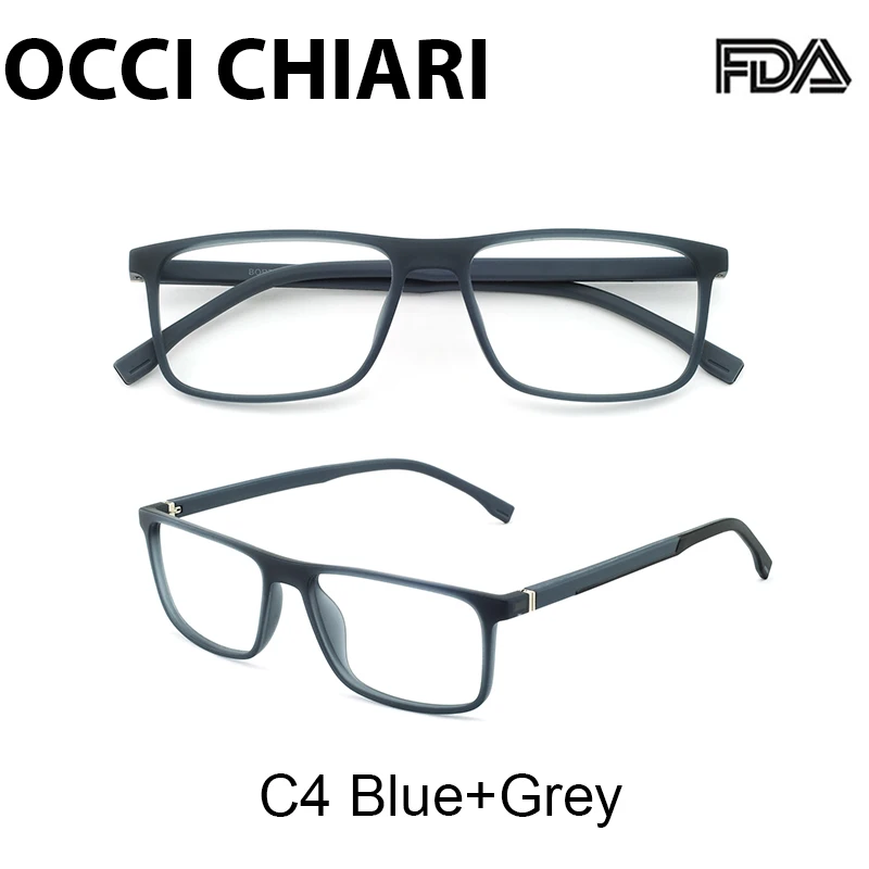 C4 Blue grey OCCI CHIARI оправа для очков для мужчин TR90 анти-синий светильник оптические очки весна шарнир прозрачные линзы ультра светильник очки по рецепту - Цвет оправы: C4 Blue grey