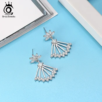

ORSA JEWELS Stud Earrings 925 Sterling Silver AAAA Zircon Exquisite Flower Design Earrings Ear Jewelry For Girl Gift OSE291