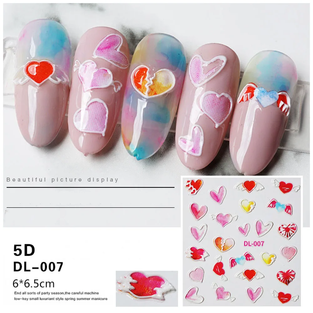 1 шт 5D акриловые Выгравированные натуральные Цветочные наклейки на ногти бабочки Водные Наклейки для ногтей модные эмпаистические Слайдеры для ногтей DIY Дизайн ногтей Декор - Цвет: 7