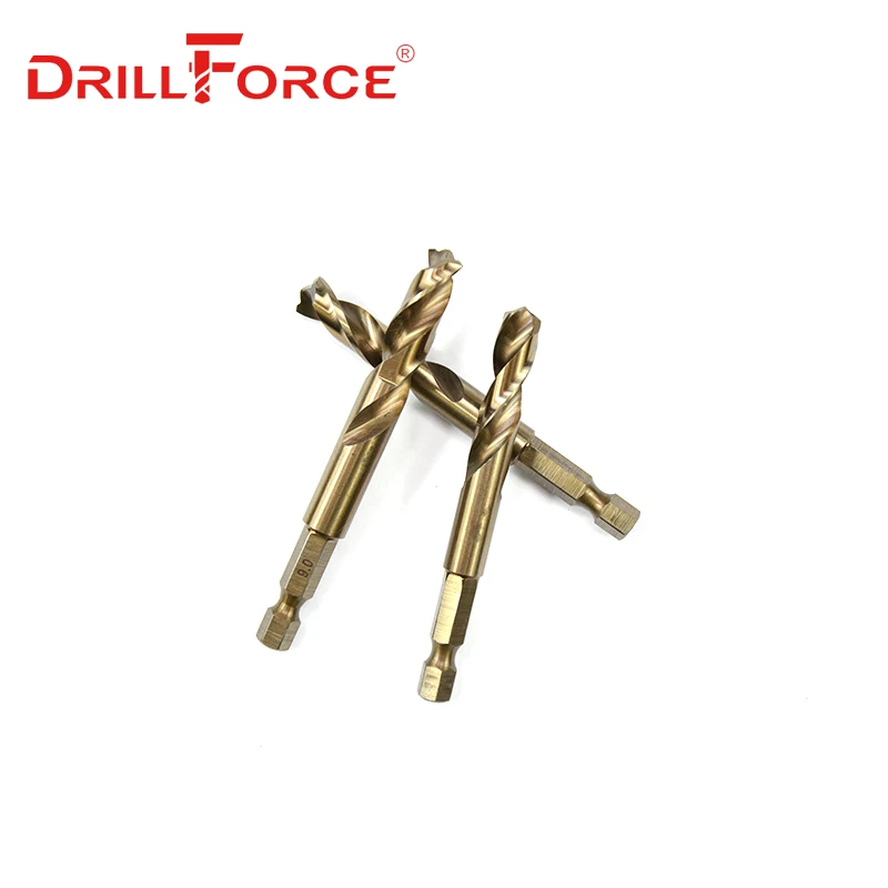 Drillforce 10PCS 2mm-13mm M35 HSSCO Cobalt Drill Bits HSS Twist Hex Quick Change Pilot Point Stub Drill Bit For Stainless Steel