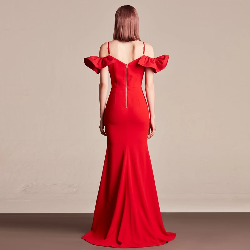 Bqueen, новинка, Vestidos, женское сексуальное платье с v-образным вырезом на бретелях, открытая спина, длина до пола, с оборками, Бандажное платье, вечерние, Клубные платья