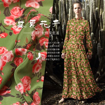 

135 cm printed silk fabric for dress 12 mm silk crepe de chine fabric meter micro-perspective dress fabric wholesale silk cloth