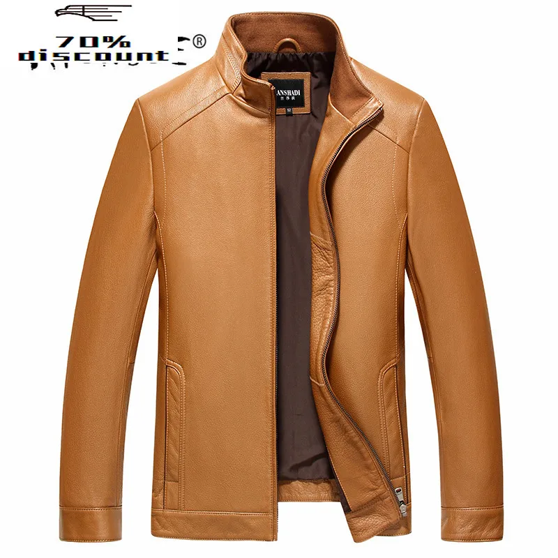 

Genuine Leather Jacket Men Spring Autumn Real Cow Leather Coat Leather Jacket Blouson Cuir Homme 24C909 YY326