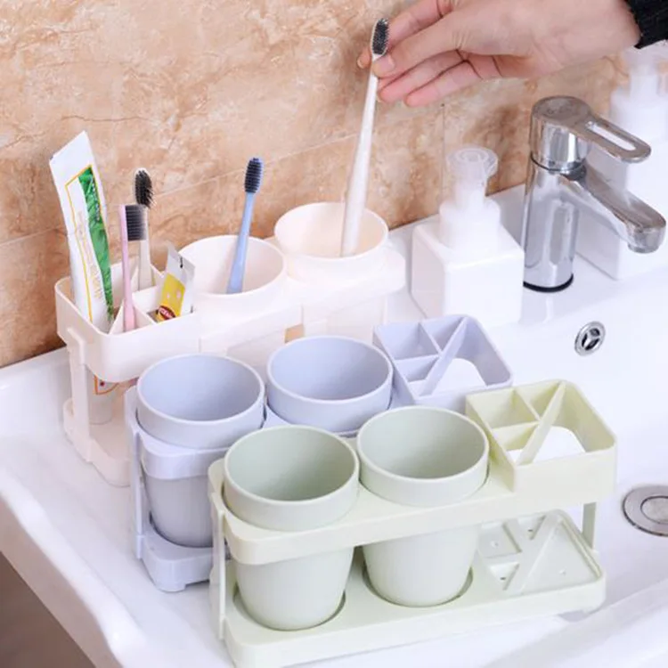 

Plastic Couples Cups Bathroom Toilet Toothpaste Toothbrush Stand Creative Couples Washed Toothbrush Holder Set