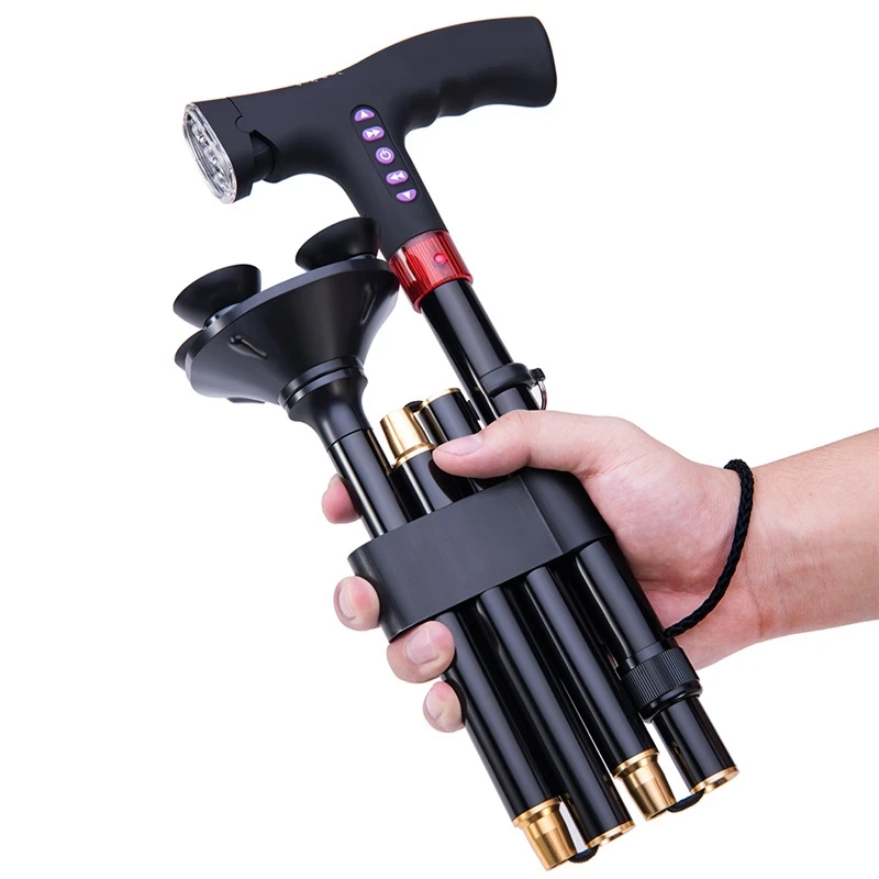 

Hiking Poles Cane for Elders Outdoor Travel Walking Canes Led Light Old Man Folding Trekking Poles T Handle Hiking Tool