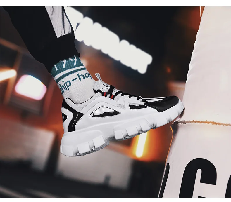 [Combination-] MEN'S Shoes Autumn New Style Korean-style Versatile Sports Running Shoes Extra High Dad Trendy Shoes Casual