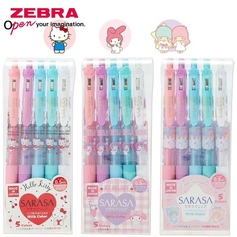 

5Color Set Japan Zebra & Sanrio co-branded Hello Kitty Melody Gemini JJ15 Milk Color Gel Pen