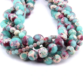 

15inch smooth Round ShouShan Stone Snakeskin Blue Stone Spacer loose Beads For Jewelry Making bracelet 4-12mm women men bulk diy