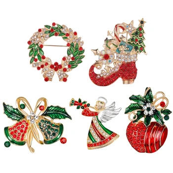 

5pcs Multi-Colored Christmas Brooches Lovely Decorative Badges for Kids Women