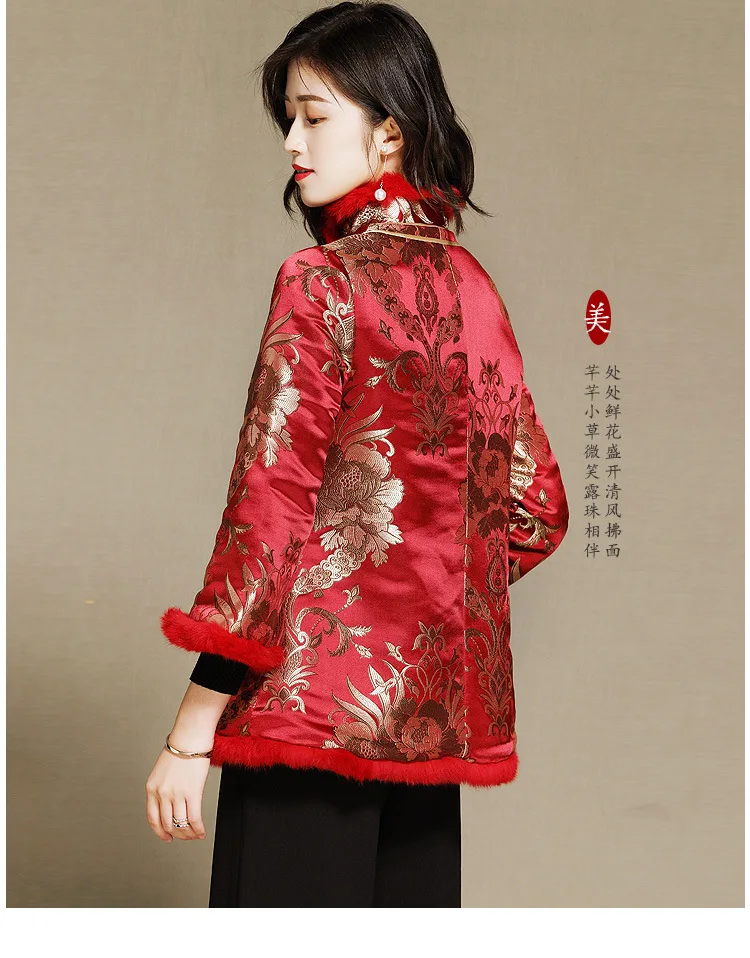 women tang suit Chinese red cheongsam tops vintage traditional embroidery top oriental festival clothing