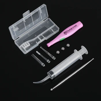 

New LED Light Earpick Tonsil Stone Remover Kit Ear Wax Remover With 3 Tips Irrigator Syringe Clean Care Tool
