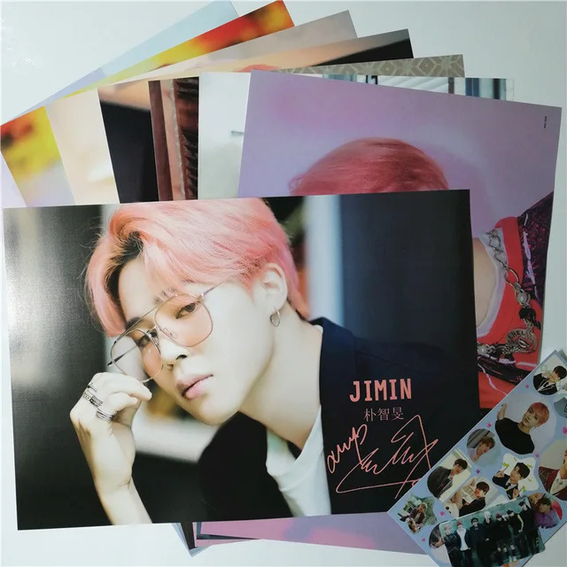 Фиолетовый 8*(42x29 см) Bangtan мальчики Ким Тхэ Хён V kpop вокруг TaeHyung плакат наклейки на стену подарок - Цвет: Фиолетовый