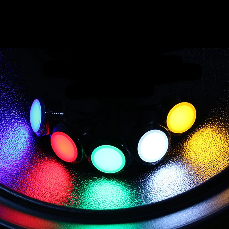 1pcs 19mm Metal Indicator Red, Green, Blue, Yellow and White LED Waterproof Ultra Short Type Indicator 3V12V24V220V WIth Wire
