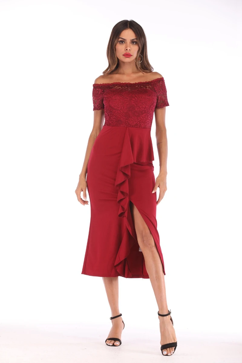 ladies red lace dresses