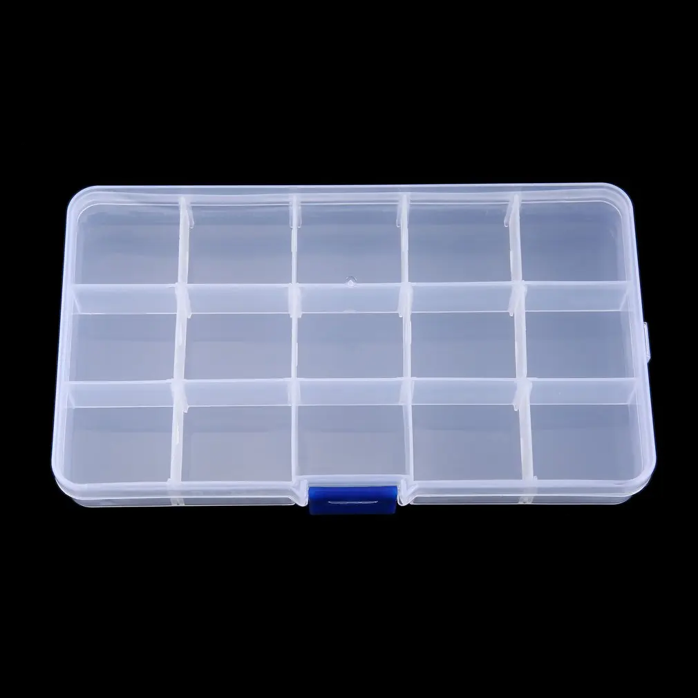

AOTU 15 Slots Multifunctional Size Adjustable Plastic Jewelry Storage Box Case Home Organizer Earring Components holder divider
