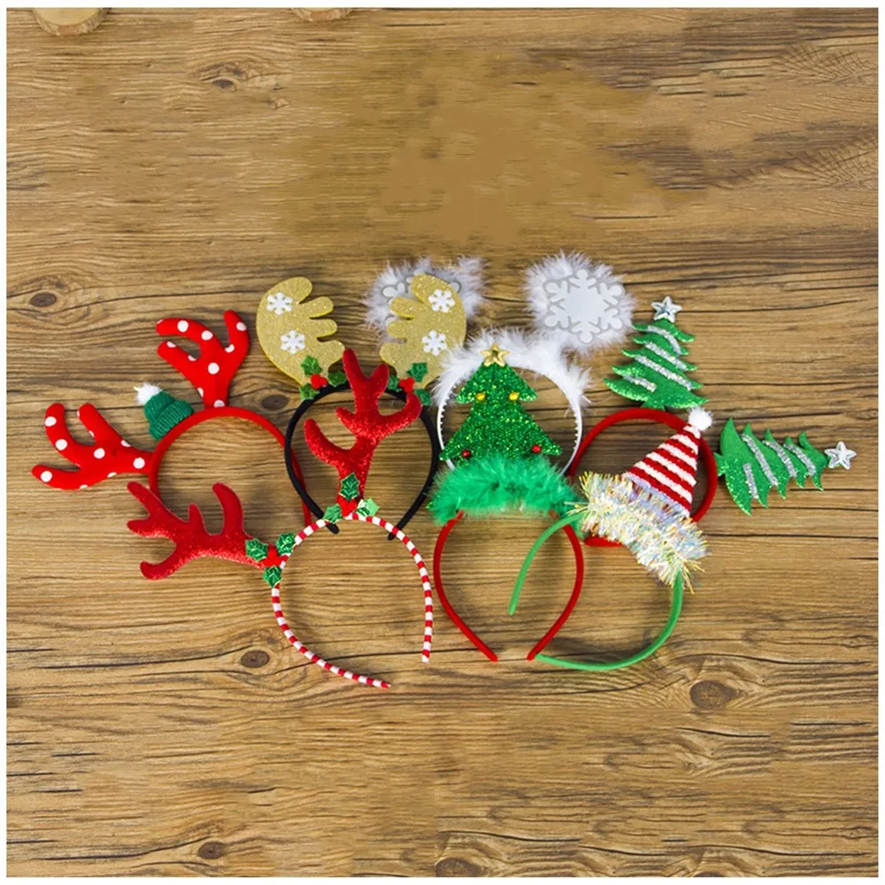 Christmas Antlers Headbands Snowflake Head Buckle Adult Children Xmas Tree Headwear Hair Accessorie For Christmas Ornaments Gift