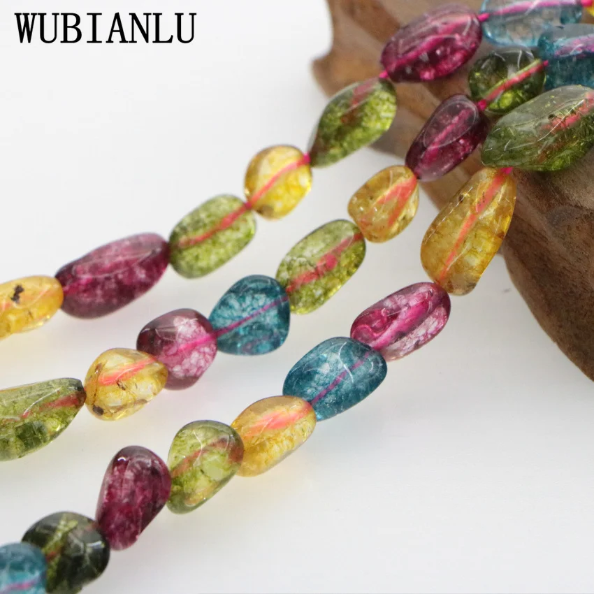 

WUBIANLU Fashion Style DIY Irregular 10-16mm Multicolor Tourmaline Jewellery Loose Beads For Jewelry Making