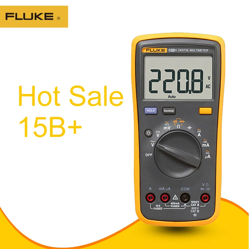 Цифровой мультиметр FLUKE 15B + с автоматическим диапазоном 4000 отсчетов измеритель
