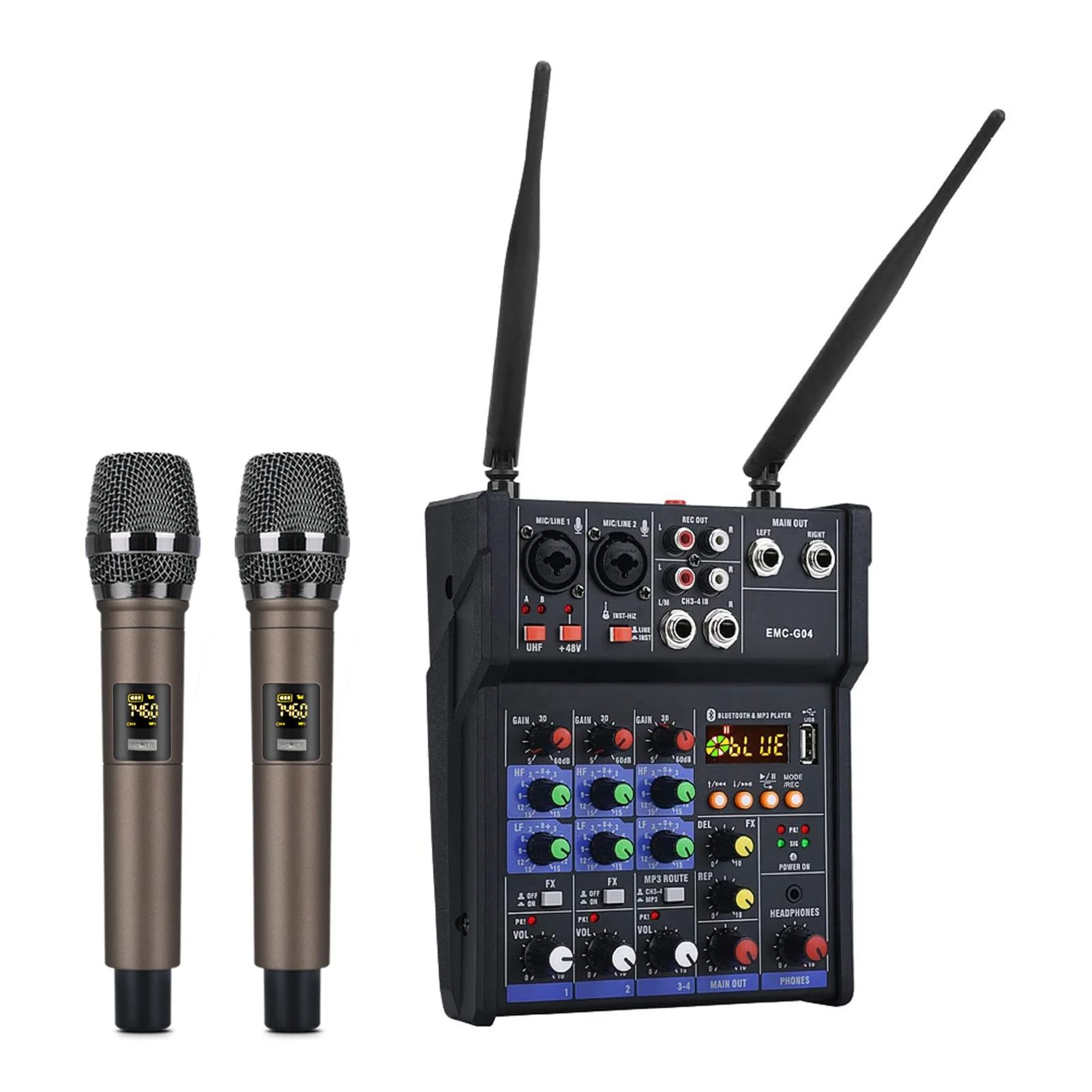 EMC-G04 смешивание аудио с UHF беспроводным микрофоном 4-канальная USB-консоль для