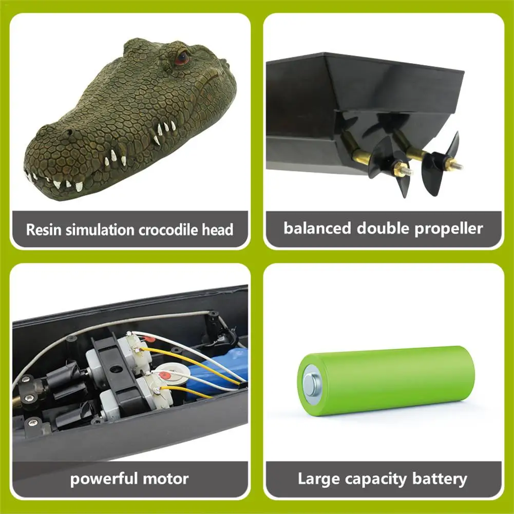 

2.4GHz Spoof Toy Simulation RC Crocodile Boat Remote Control Speedboat for Drive Waterfowl and Protect the Pool