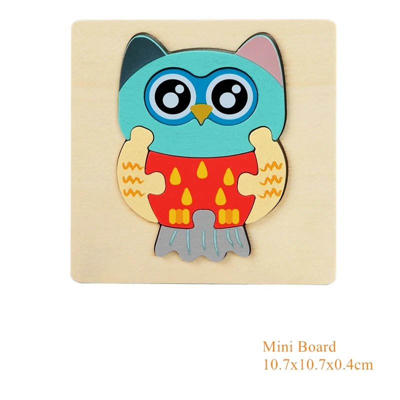 Montessori Materials Children Jigsaw Board Educational Wooden Toys For Toddlers Puzzle Tangram Cartoon Owl Baby Toys 0-12 Months 28