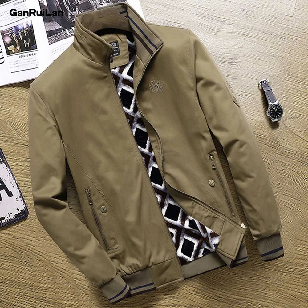 

New Mens Bomber Jackets Casual Male Outwear Fleece Thick Warm Windbreaker Jacket Mens Military Baseball Coats Clothing JK19083