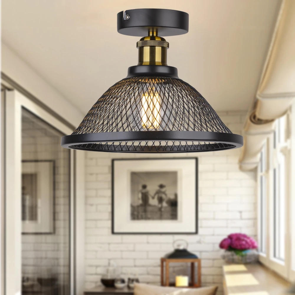 Led Ceiling Light Ceiling Light Industrial Led Lamp Modern Led Ceiling Lights Vintage industrial Ceiling lamp Shade Retro Loft Plafonniers for Living Room Kitchen Cage Home E27