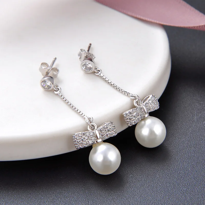 

S925 sterling silver retro long earrings ladies earrings tassels Korean pearl earrings free shipping
