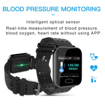 

A6 Color Screen Blood Pressure Sport SmartWatch Heart Rate Monitor Fitness Tracker Men Women Smart Watch for IOS Android pk Q18