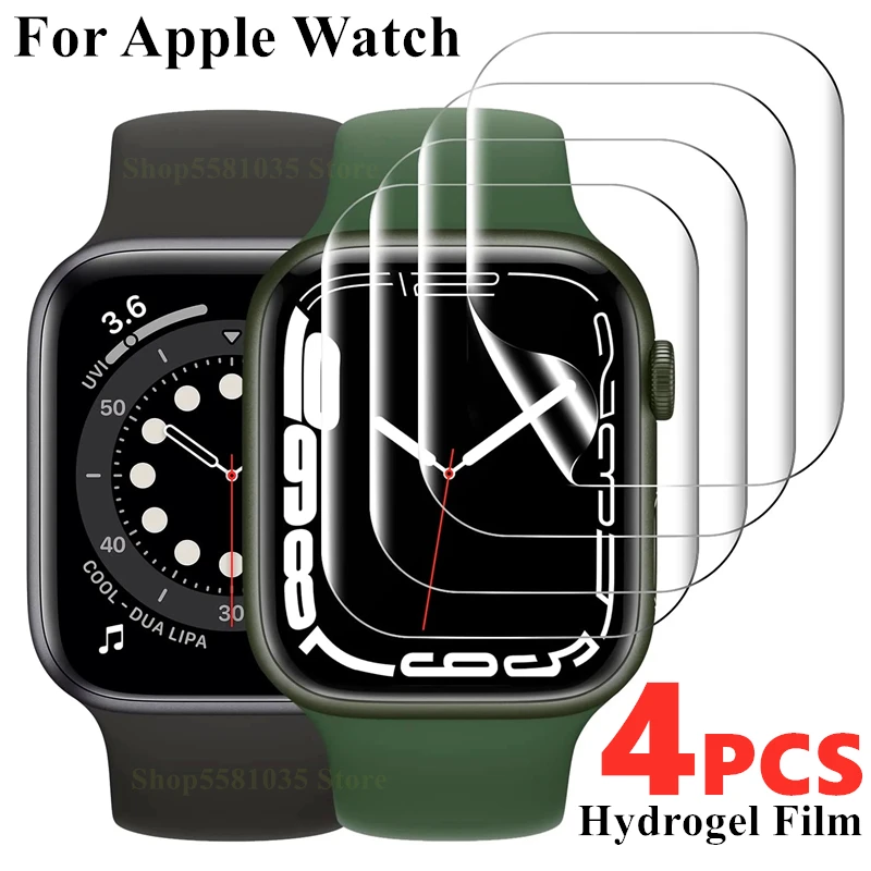 Прозрачная Гидрогелевая пленка для Apple Watch 7 6 SE 5 4 3 2 1 защитные пленки серии 38 мм 42 45
