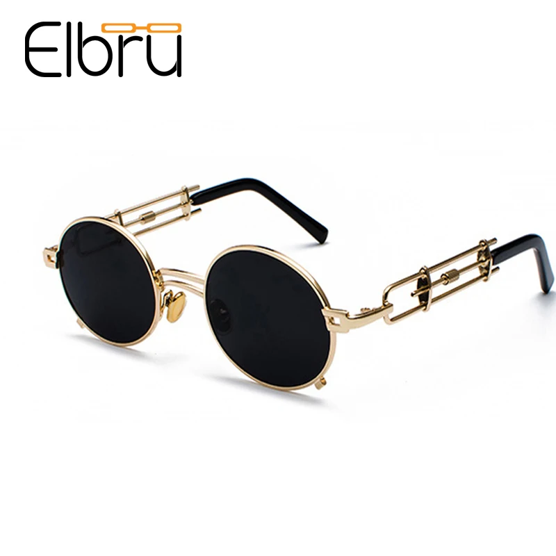 

Elbru Retro Steam Punk Sunglasses Metal Round Sun Glasses Anti UV400 Shades Eyeglasses Eyewear For Men Women