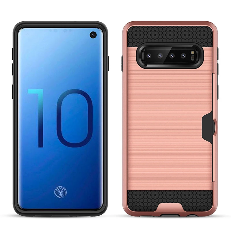 50 шт Hybird TPU+ PC Armor чехол для samsung S10 5G E S9 S8 Plus Note 10 10+ 9 8 матовый карточный скользящий двухслойный противоударный чехол