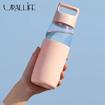 

Urallife Fun Home Glass Water Bottle Lightweight Heat-resistant Leakproof Seal Water Cup Drinking Mug With Silicone Cover