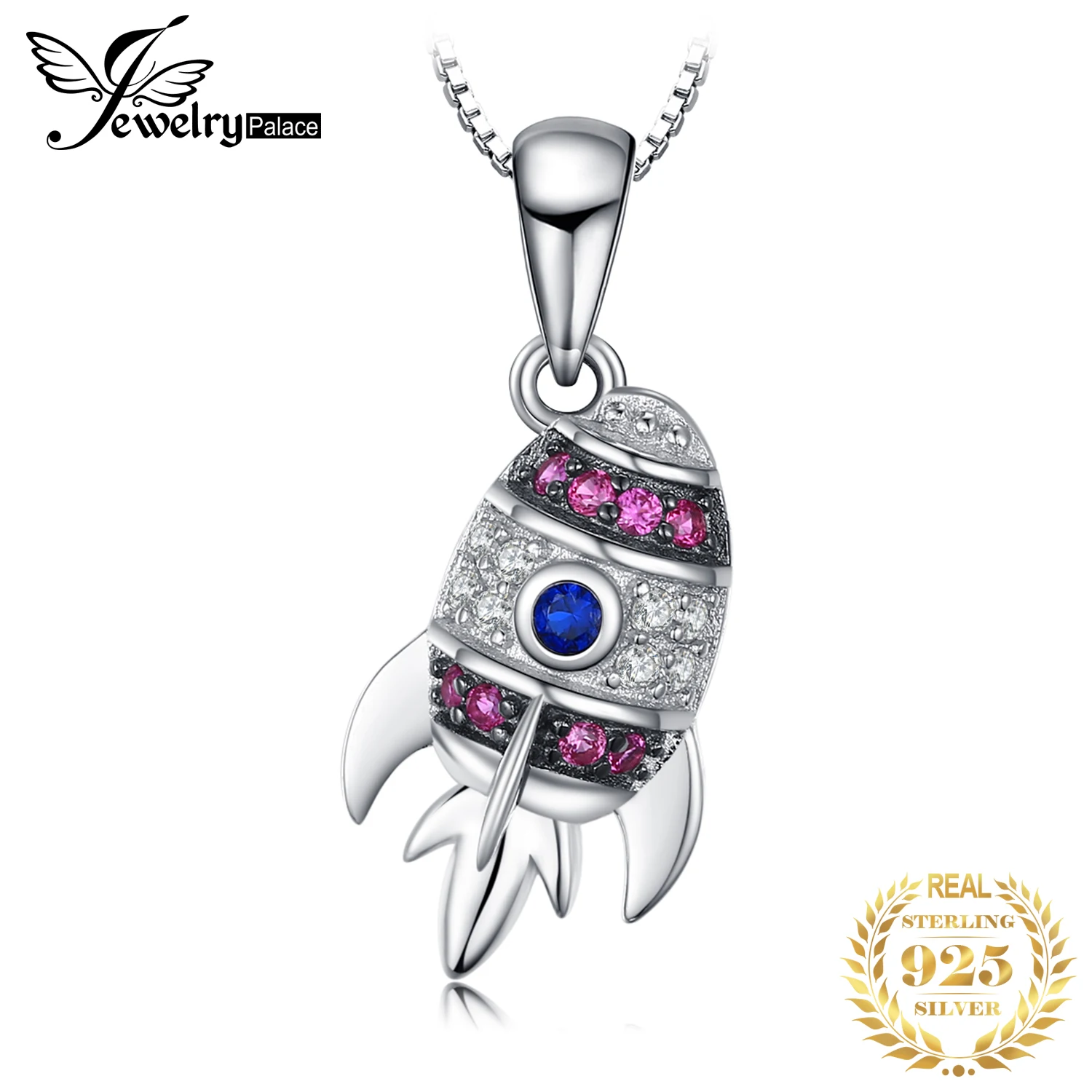 

Spaceship Created Spinel Ruby Pendant Necklace 925 Sterling Silver Gemstones Choker Statement Necklace Women Without Chain