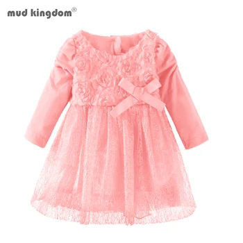 

Mudkingdom Toddler Girls Dresses Flower Lace Long Sleeve Christening Dress for Baby