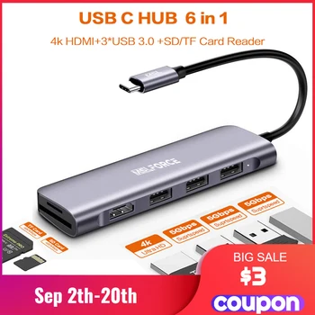 

USB type c hub multi hub usb 3.0 to hdmi adapter Dock with PD sd TF card for MacBook Pro Huawei Mate 30 surface pro dock Splitte