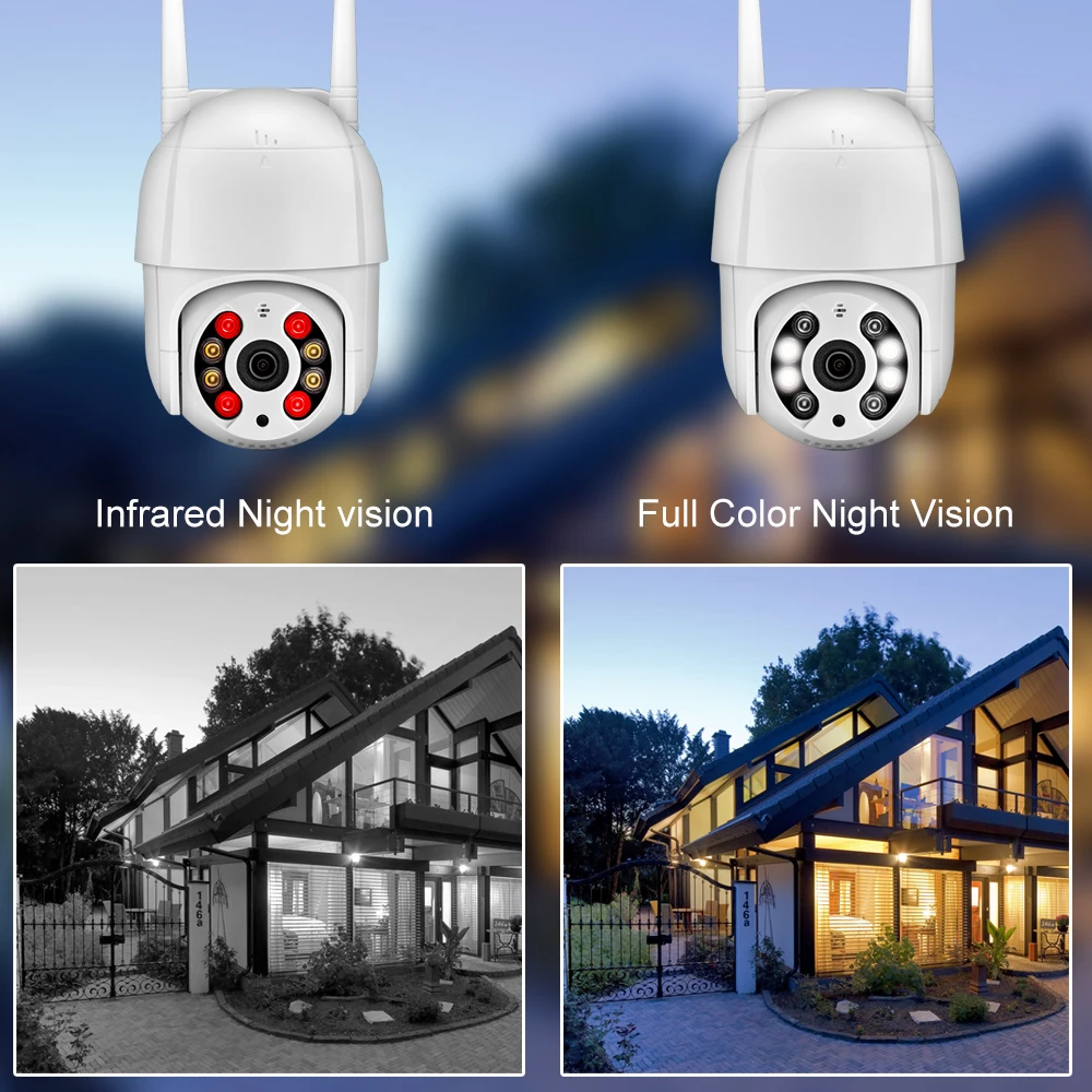  1080P PTZ WiFi IP Camera Outdoor 4X Digital Zoom Speed Dome Two-way Audio AI Human Detect DIY Alarm - 4.00045E+12