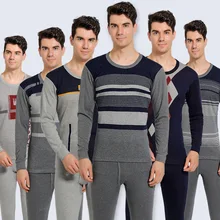 Мужское теплое нижнее белье костюм с круглым вырезом зимняя одежда брюки тонкий толстый хлопок эластичные подштанники сохраняющие тепло Костюмы Зимняя мужская одежда