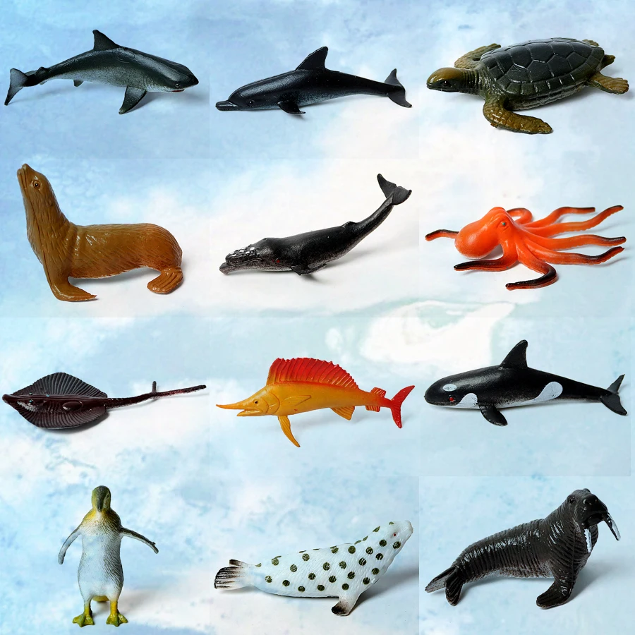 12Pcs Animal Fish Model Figures Educational Science Toys for Kids Toddlers 