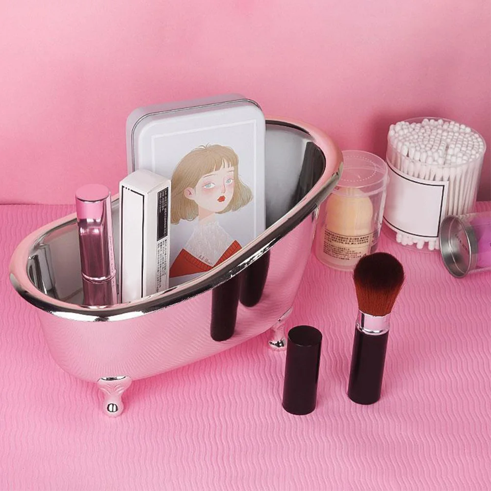 

Mini Bathtub Storage Box Saving Space Toothpaste Toothbrush Plastic Makeup Tool Organizer Bathroom Home Decoration #