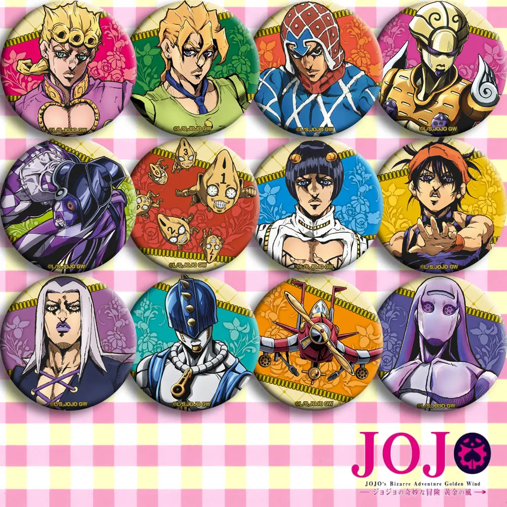 

Anime JoJo's Bizarre Adventure Cosplay Badge Cartoon Collection Bags Badges For Backpacks Button Clothes Brooch Pins gifts