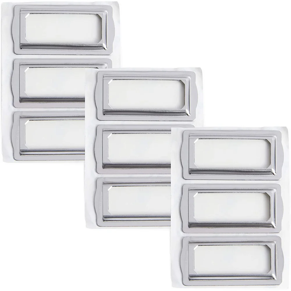 Clip Label Holders Self Adhesive Metal Bookplates For Cards Horizontal 