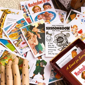 

60 Pcs/Box Vintage Matchbox Sticker Retor European Sticker Diary Scrapbooking Stick Label Stationery Decorative Sticker